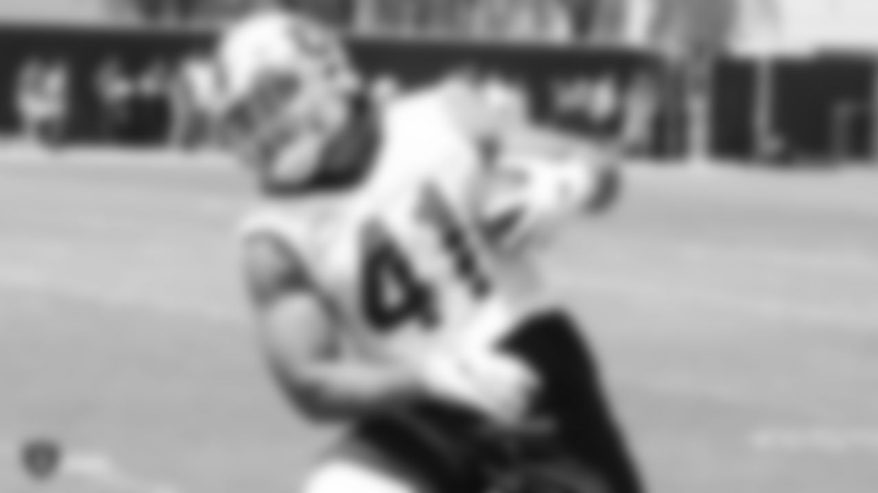 Oakland Raiders fullback Keith Smith (41) at an Organized Team Activity (OTA) at the Oakland Raiders Practice Facility, Tuesday, June 5, 2018, in Alameda, California.
