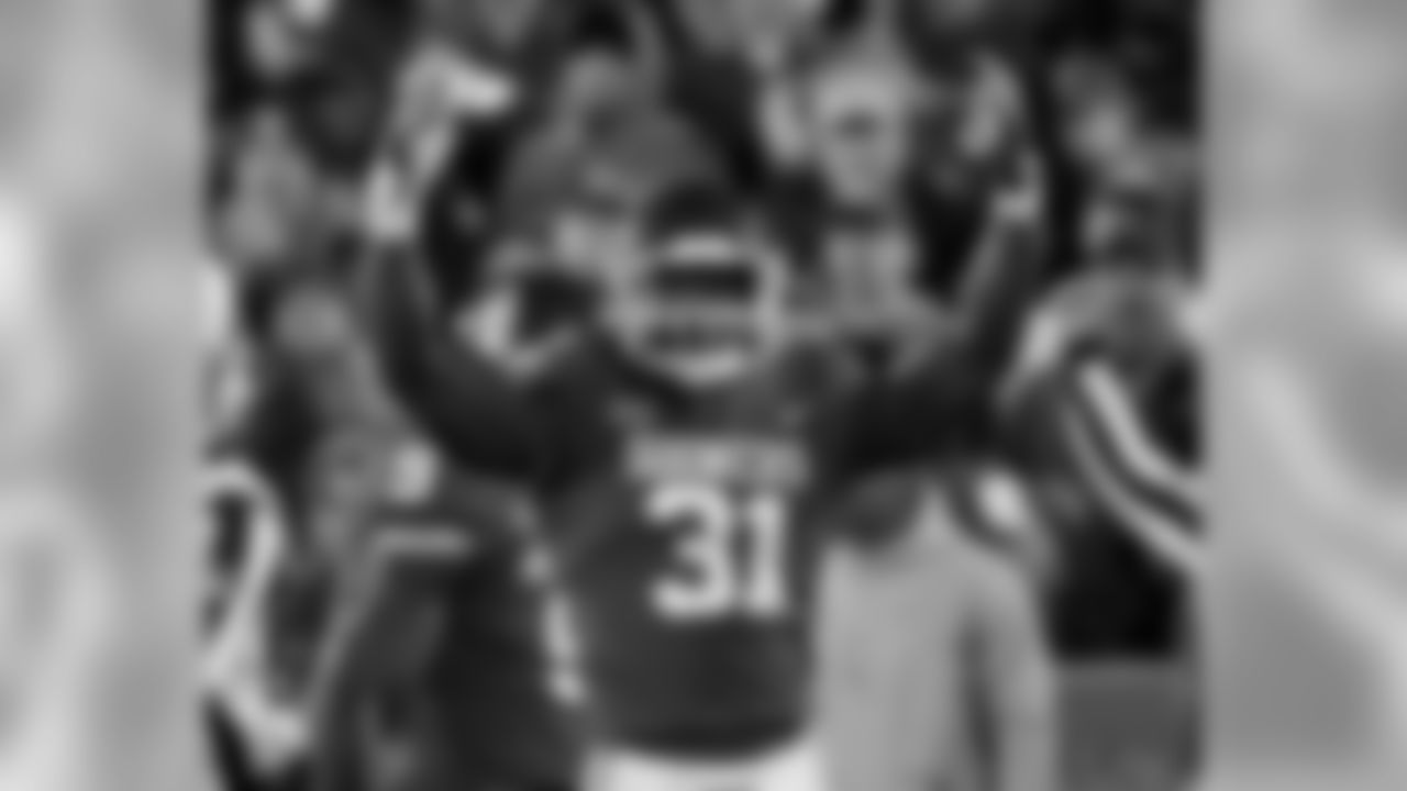 FILE - In this Oct. 28, 2017, file photo, Oklahoma defensive end Ogbonnia Okoronkwo (31) gestures to the crowd in the third quarter of an NCAA college football game against Texas Tech, in Norman, Okla. Okoronkwo was selected to the AP All-Conference Big 12 team announced Friday, Dec. 8, 2017. (AP Photo/Sue Ogrocki, File)