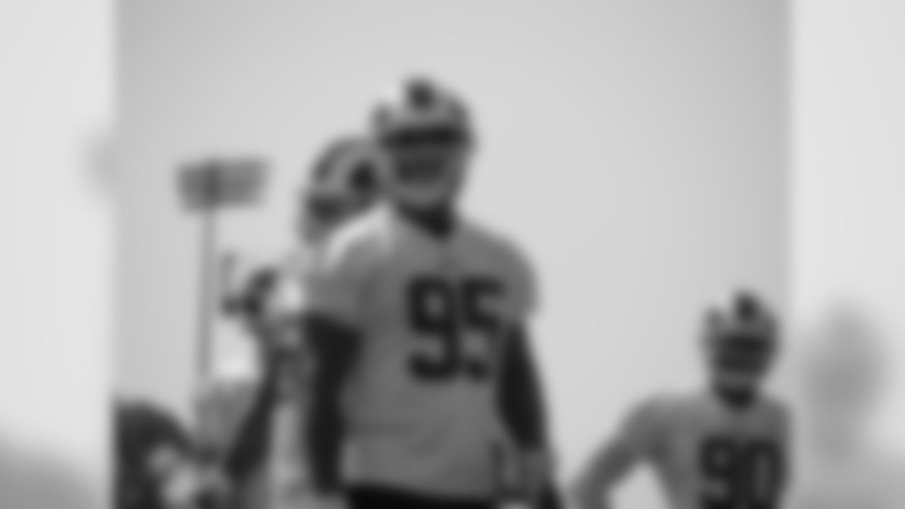 defensive end ETHAN WESTBROOKS (95) preparing for drill during practice at training camp 2018 at University Of California Irvine in Irvine, CA on 08/11/2018 (rams/KameryonGreyBrown)