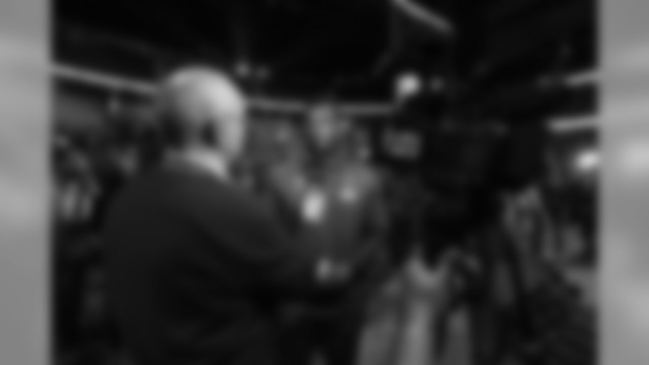 Defensive end (94) John Franklin-Myers of the Los Angeles Rams is interviewed during Opening Night at State Farm Arena for Super Bowl LIII festivities. The Los Angeles Rams face off versus the New England Patriots. Monday, January 28, 2019, Atlanta, GA. (Will Navarro/Rams)