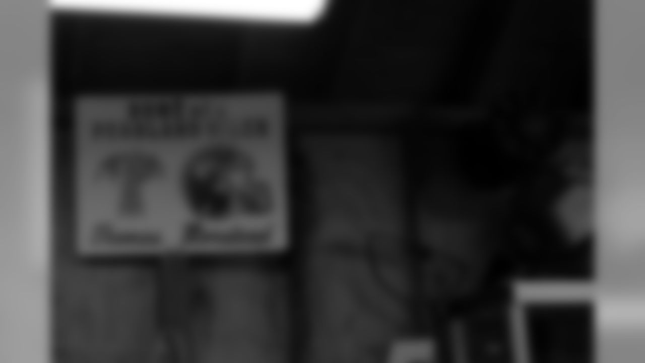 A detail view of memorabilia is seen in the childhood home in the hometown of New Orleans Saints punter Thomas Morstead in Pearland, Texas.