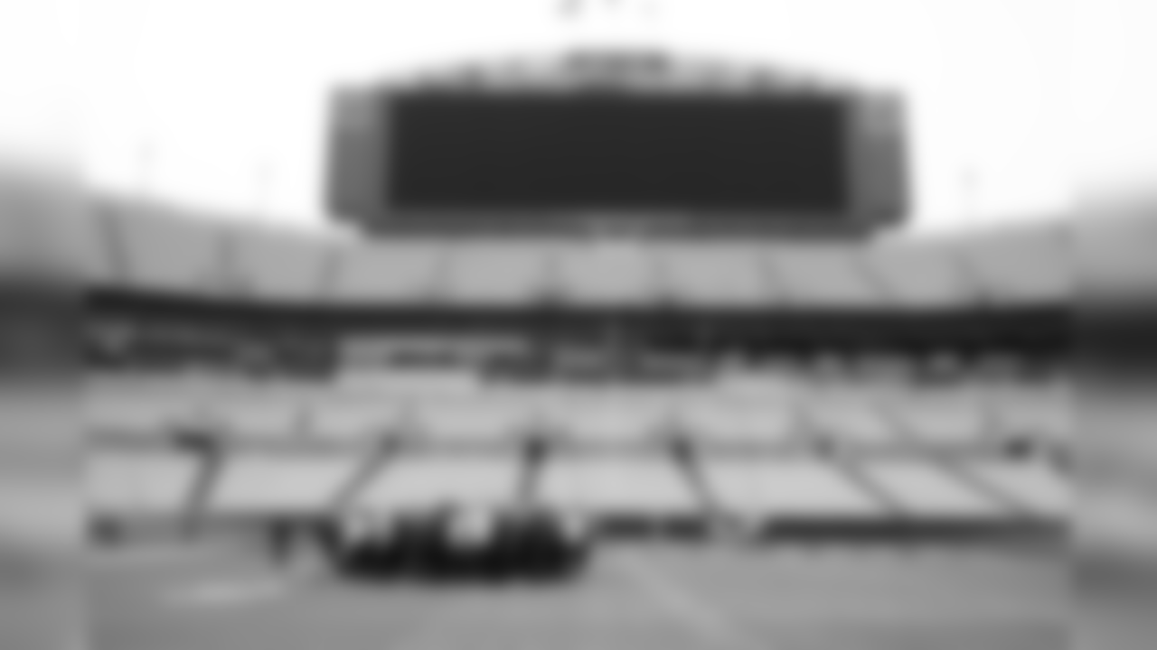The Seahawks paid a brief visit to Bank of America Stadium on Saturday, where they gathered on the field for a moment before returning to their buses and a return to the team hotel in Charlotte.