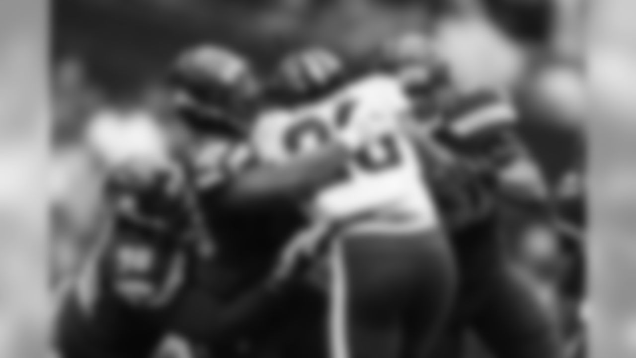 Seattle's run defense was solid once again with Garrison Smith, Jarran Reed and K.J. Wright making a stop.