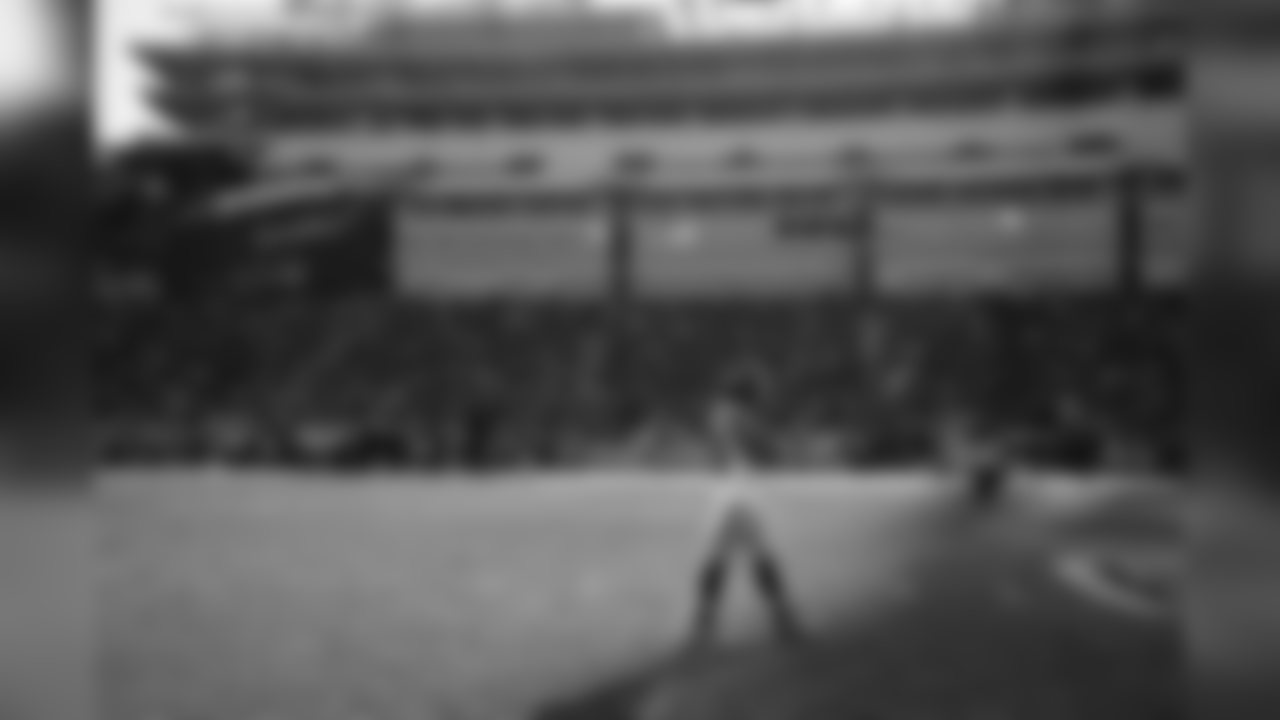 Receiver Doug Baldwin is the last Seahawks player to leave the field following pregame warmups.