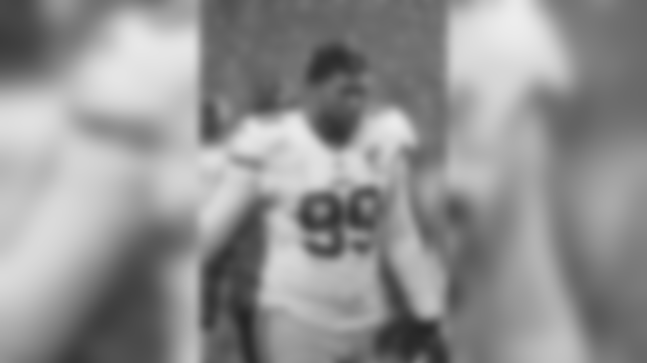 San Francisco 49ers defensive lineman DeForest Buckner (99) looks on from the sidelines during a week 13 NFL football game against the Chicago Bears, Sunday, Dec. 4, 2016, in Chicago. The Bears won 26-6. (Scott Boehm via AP)