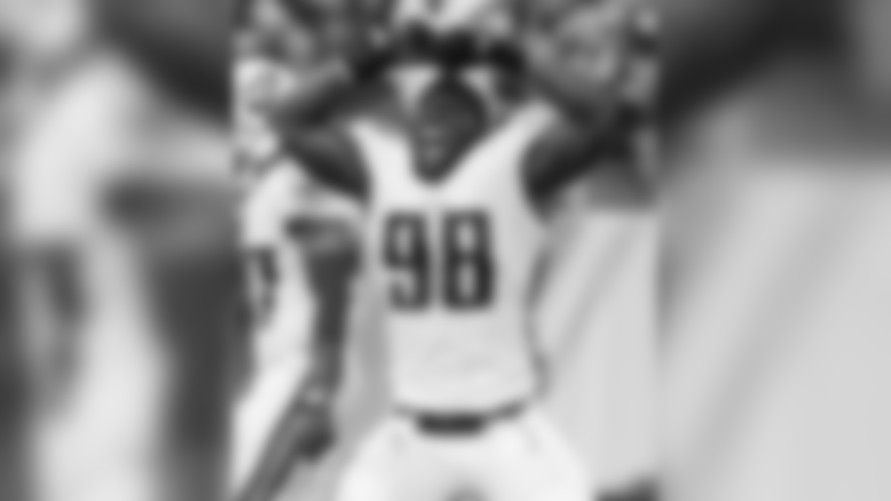 FILE - In this Aug. 20, 2016, file photo, Tennessee Titans outside linebacker Brian Orakpo celebrates his tackle of Carolina Panthers quarterback Cam Newton in the first half of an NFL preseason football game in Nashville, Tenn. Orakpo is averaging a sack a game so far and has four of the Titans' six sacks as they prepare to play Miami on Sunday, Oct. 9, 2016. (AP Photo/Mark Zaleski, File)