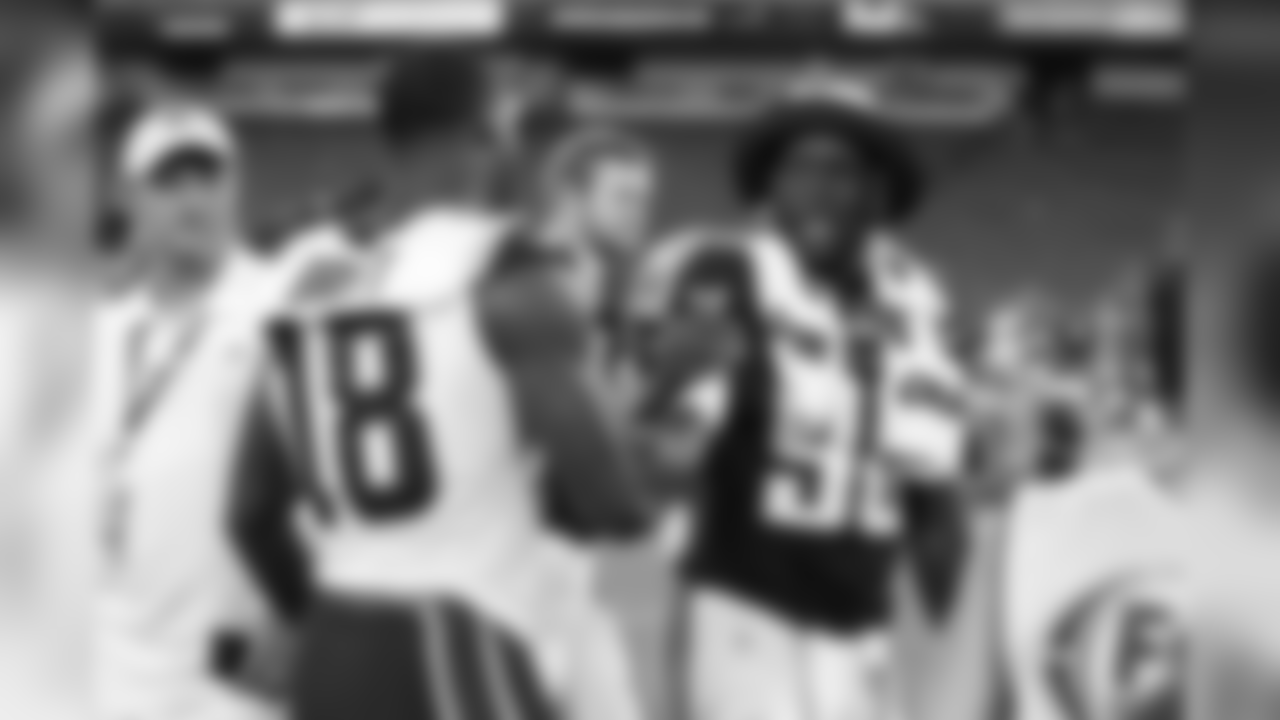 St. Louis Rams wide receiver Kenny Britt (18) shakes hands with Tennessee Titans linebacker Brian Orakpo (98) after a preseason NFL football game Sunday, Aug. 23, 2015, in Nashville, Tenn. The Titans won 27-14. (AP Photo/Weston Kenney)