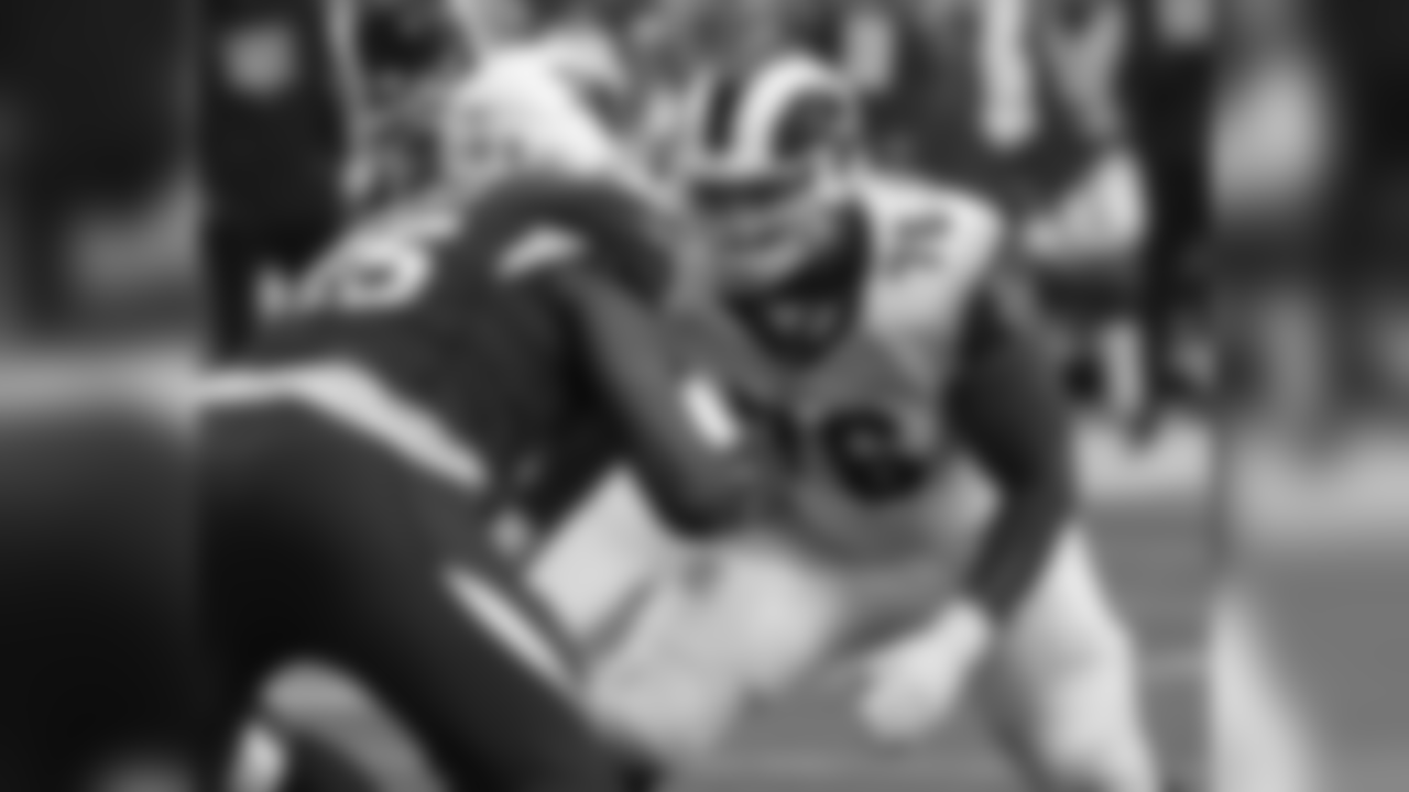 Los Angeles Rams offensive guard Rodger Saffold (76) during the first half of an NFL football game against the Arizona Cardinals, Sunday, Dec. 23, 2018, in Glendale, Ariz. (AP Photo/Rick Scuteri)