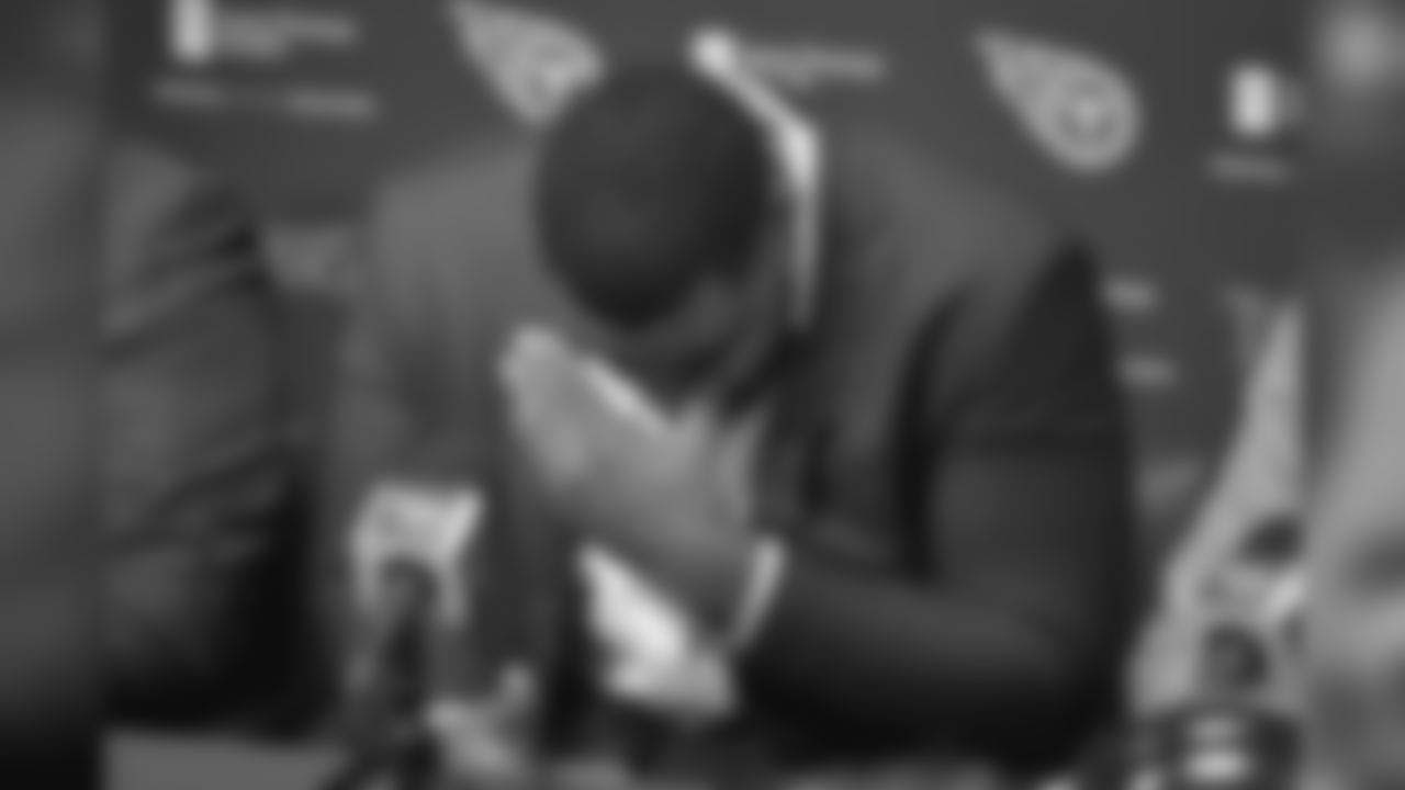 Tennesee Titans defensive tackle Jeffery Simmons speaks about his future after being selected in the first round of the NFL football draft, Friday, April 26, 2019, in Nashville, Tenn. (AP Photo/Mike Stewart)