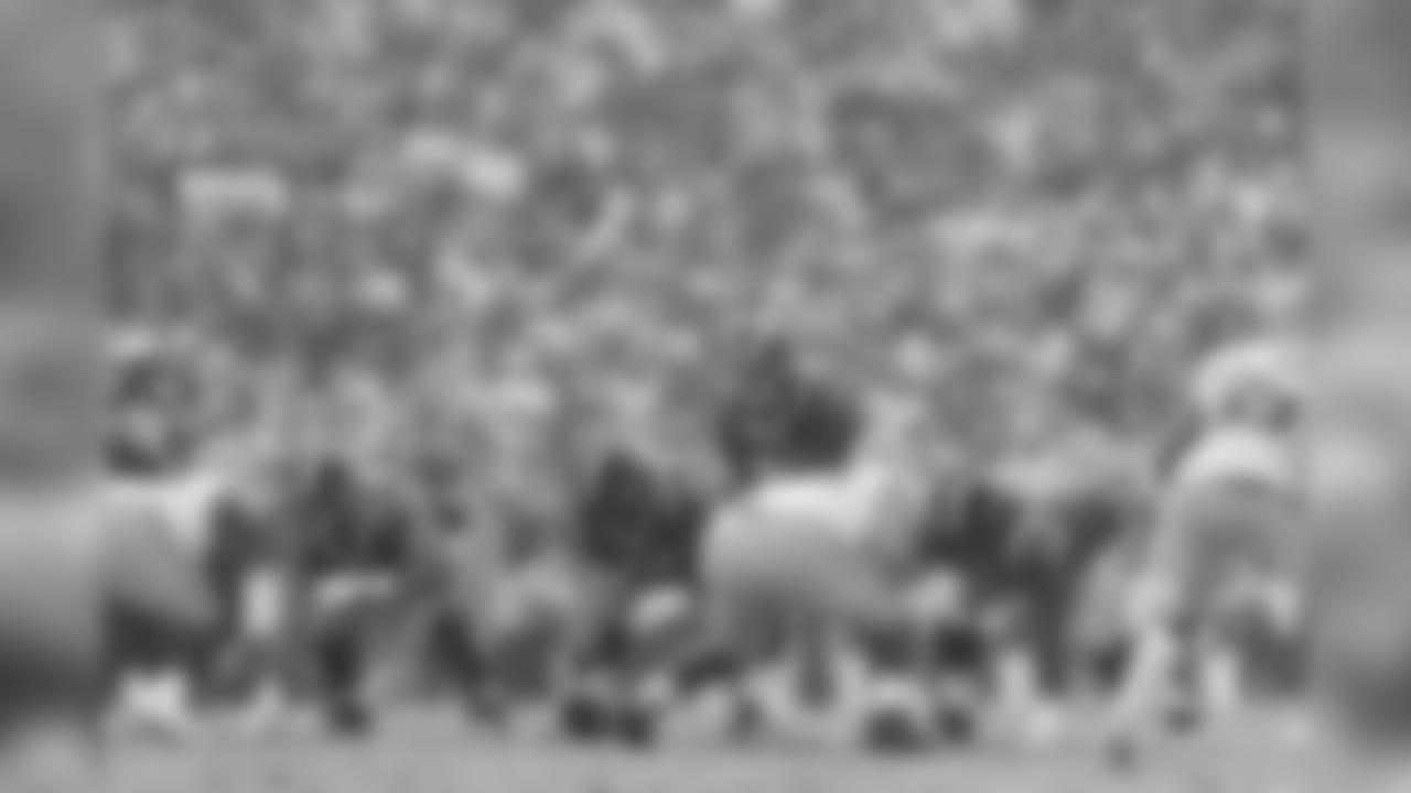 The Los Angeles Rams offensive unit gets set at the line of scrimmage prior to the snap during an NFL football game against the Green Bay Packers on Sunday, Oct. 28, 2018, in Los Angeles. The Rams defeated the Packers, 29-27. (Ryan Kang via AP)