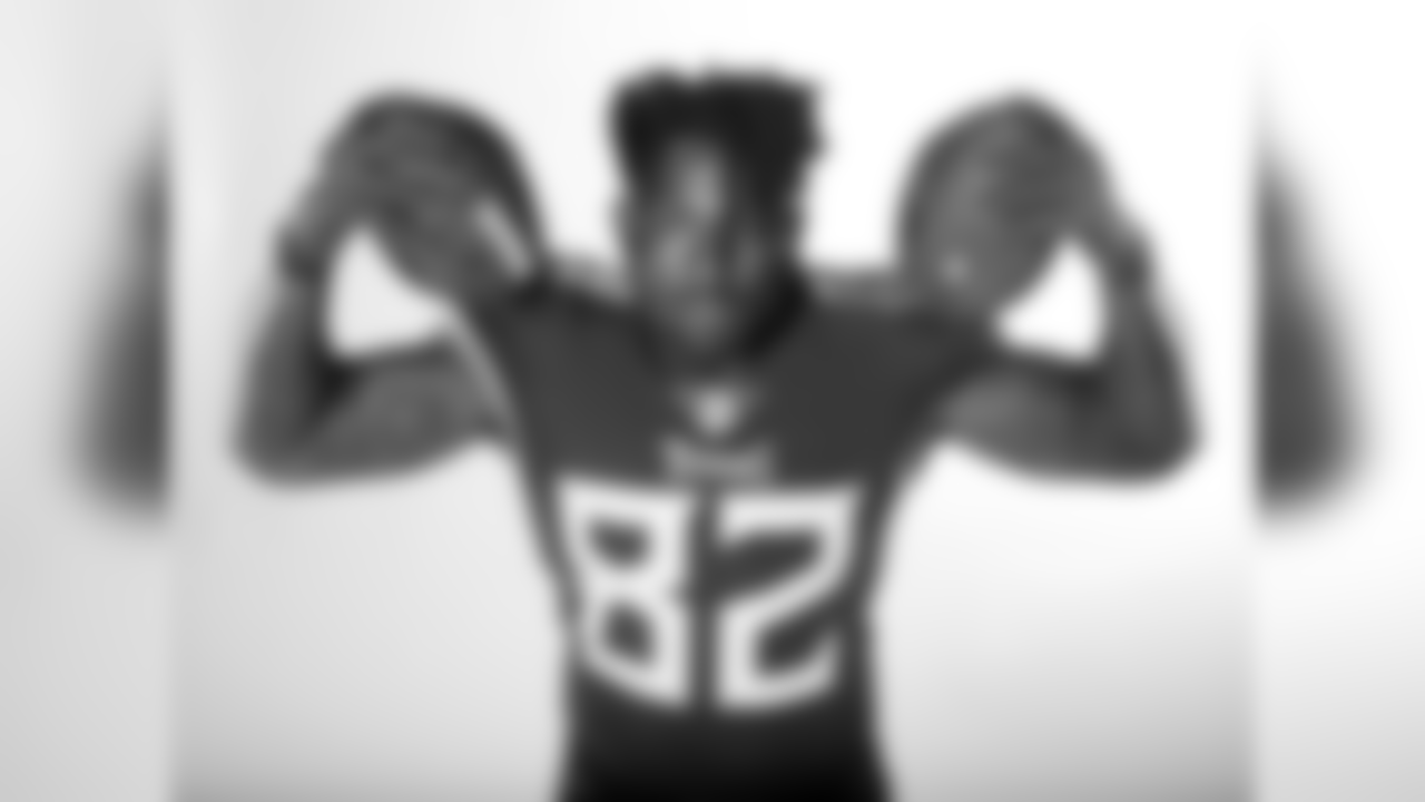 Tennessee Titans tight end Delanie Walker poses June 11, 2018, in Nashville, Tenn. (AP Photo/Mark Humphrey)