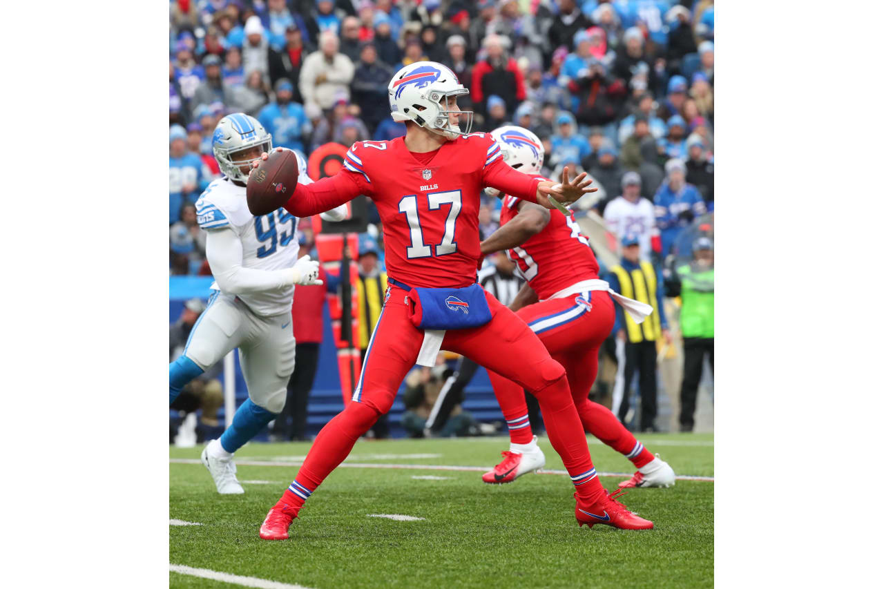 Buffalo Bills quarterback Josh Allen (17) -    Buffalo Bills vs Detroit Lions at New Era Field, December 16, 2018.    Photo by Bill Wippert