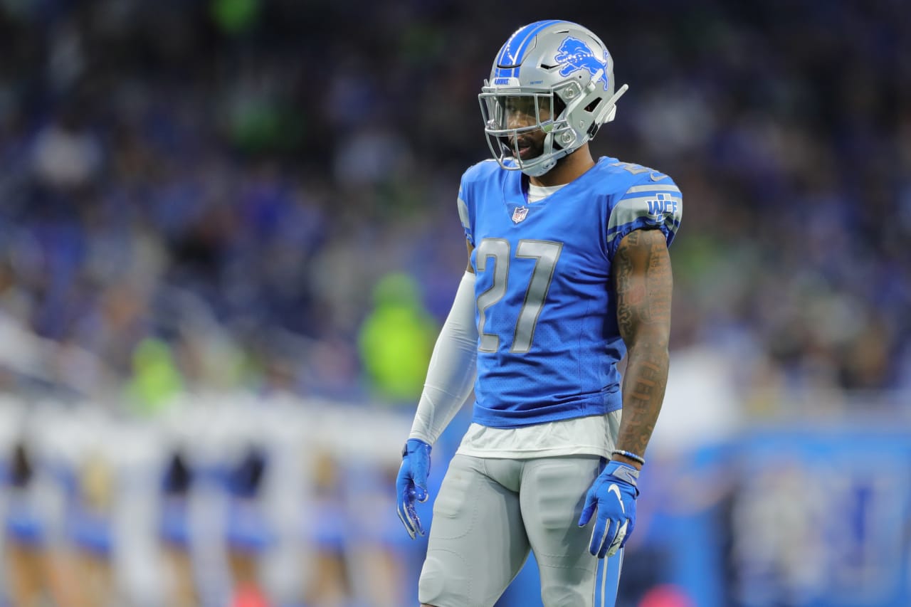 Detroit Lions safety Glover Quin (27) during a NFL football game against the Seattle Seahawks on Sunday, Oct. 28, 2018 in Detroit. (Detroit Lions via AP).