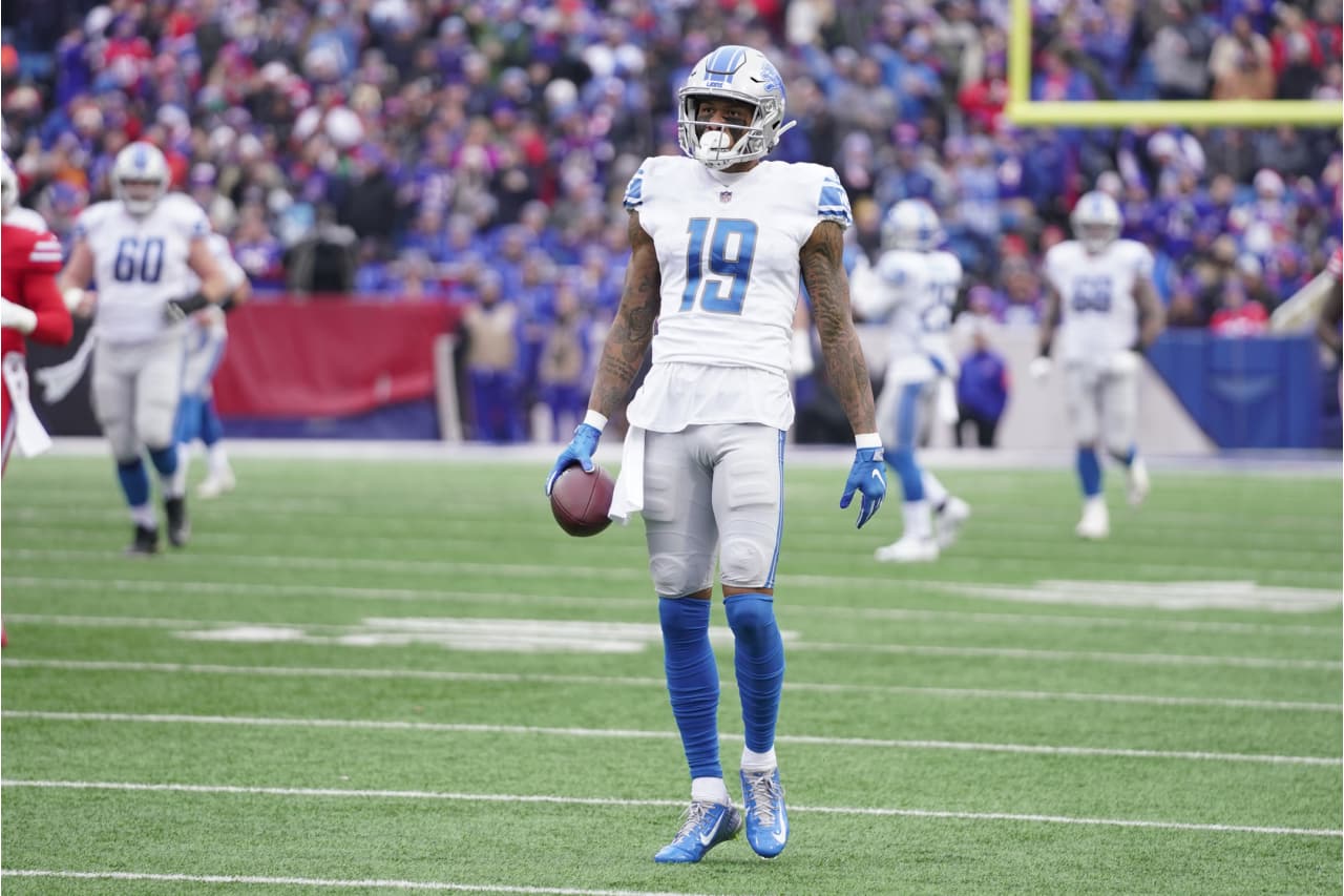 Detroit Lions wide receiver Kenny Golladay (19) during a NFL football game against the Buffalo Bills on Sunday, Dec. 16, 2018 in Orchard Park, N.Y. (Detroit Lions via AP).