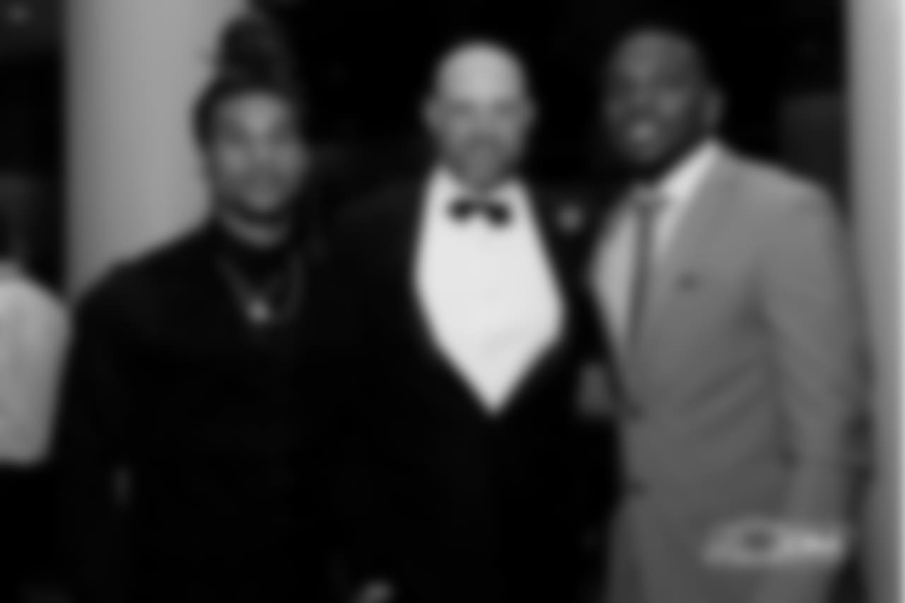 CB Cre'Von LeBlanc, head coach Matt Nagy, S Eddie Jackson