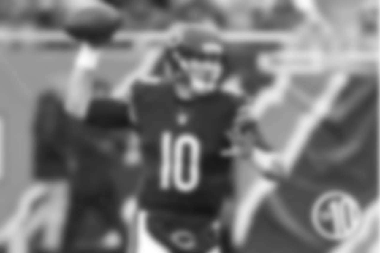 Mitchell Trubisky throws a 46-yard TD pass to Joshua Bellamy Nov. 12 vs. Packers.