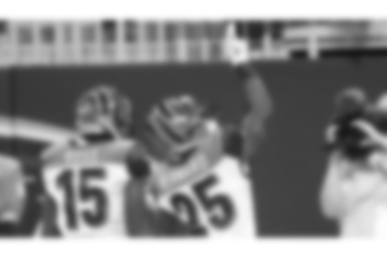 Running back Giovani Bernard points to the sky after scoring a first half touchdown against the Atlanta Falcons.