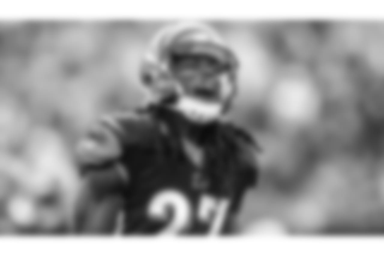 Cornerback Dre Kirkpatrick celebrates after making a pass deflection against the Pittsburgh Steelers.