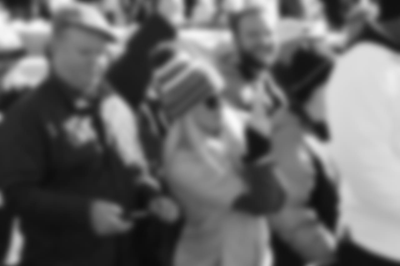 Bengals fans pregame on the field.