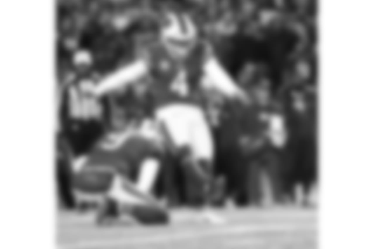 Búfalo Buffalo Bills Stephen Hauschka (4) - Buffalo Bills vs New England Patriots no New Era Field. Foto de Kevin Hoffman 29 de outubro de 2018