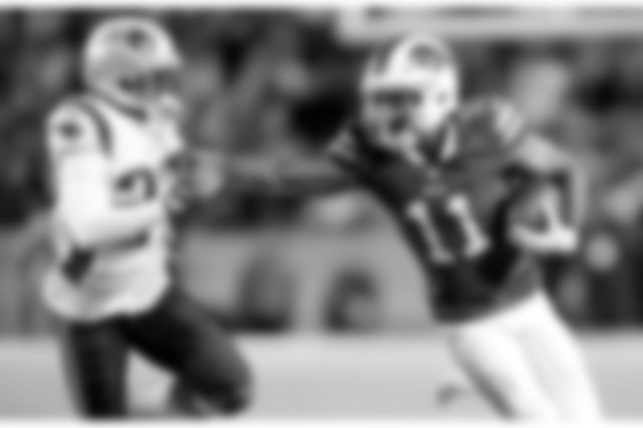 Zay Jones (11) Buffalo Bills vs New England Patriots no New Era Field, 29 de outubro de 2018. Foto por Craig Melvin