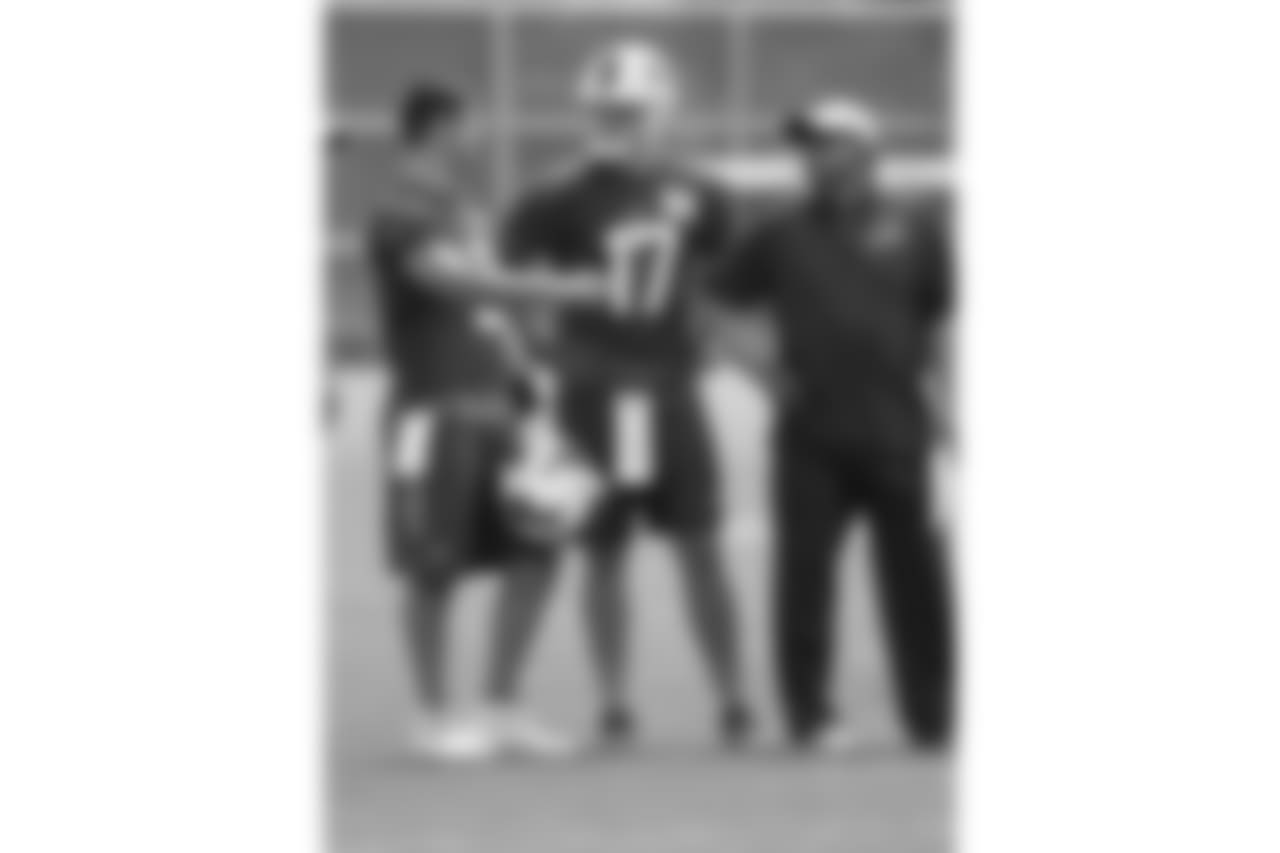 Quarterbacks Nathan Peterman (#2) and Josh Allen (#17)