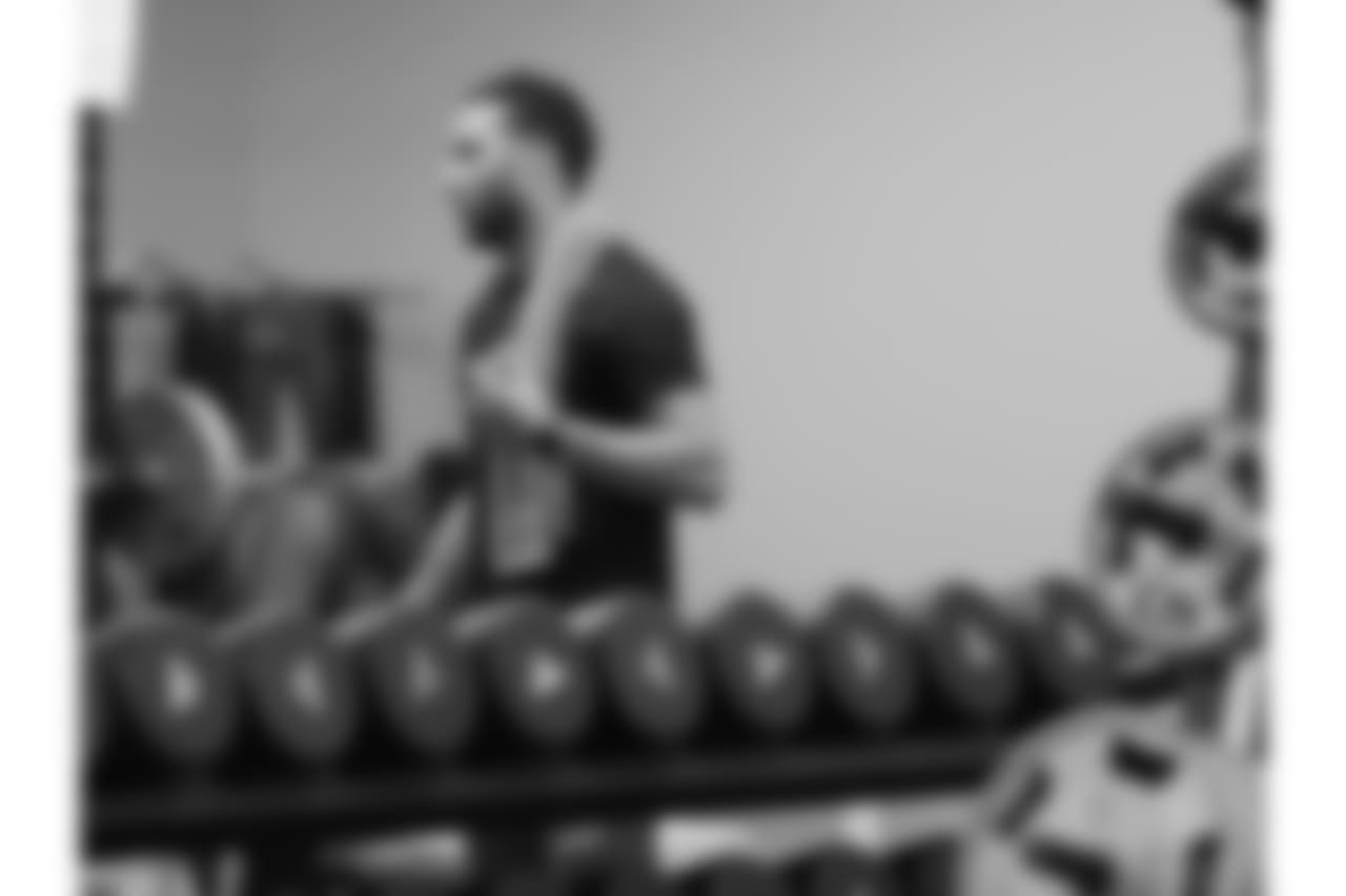 Micah Hyde in the weight room. Buffalo Bills prepare for Week One at ADPRO Sports Training Center, September 5, 2018.
Photo by Bill Wippert