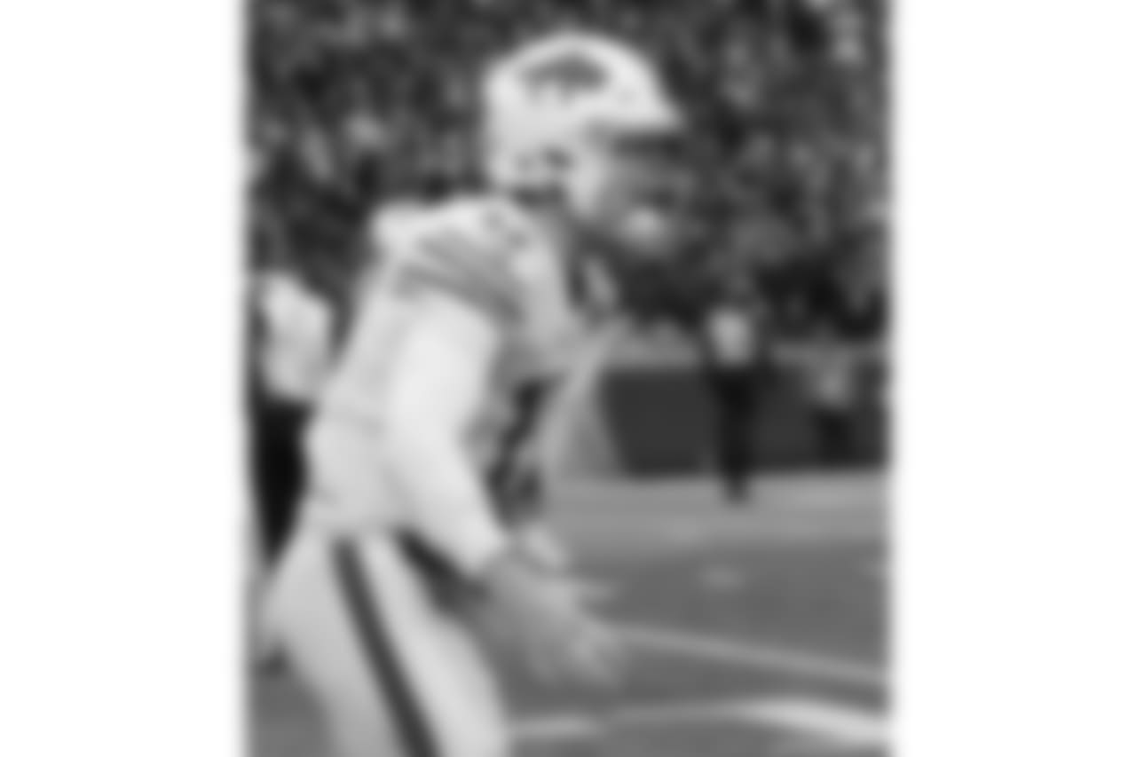 Buffalo Bills quarterback Josh Allen (17) touchdown Buffalo Bills vs Jacksonville Jaguars at New Era Field, November 25, 2018. Photo by Sara Schmidle