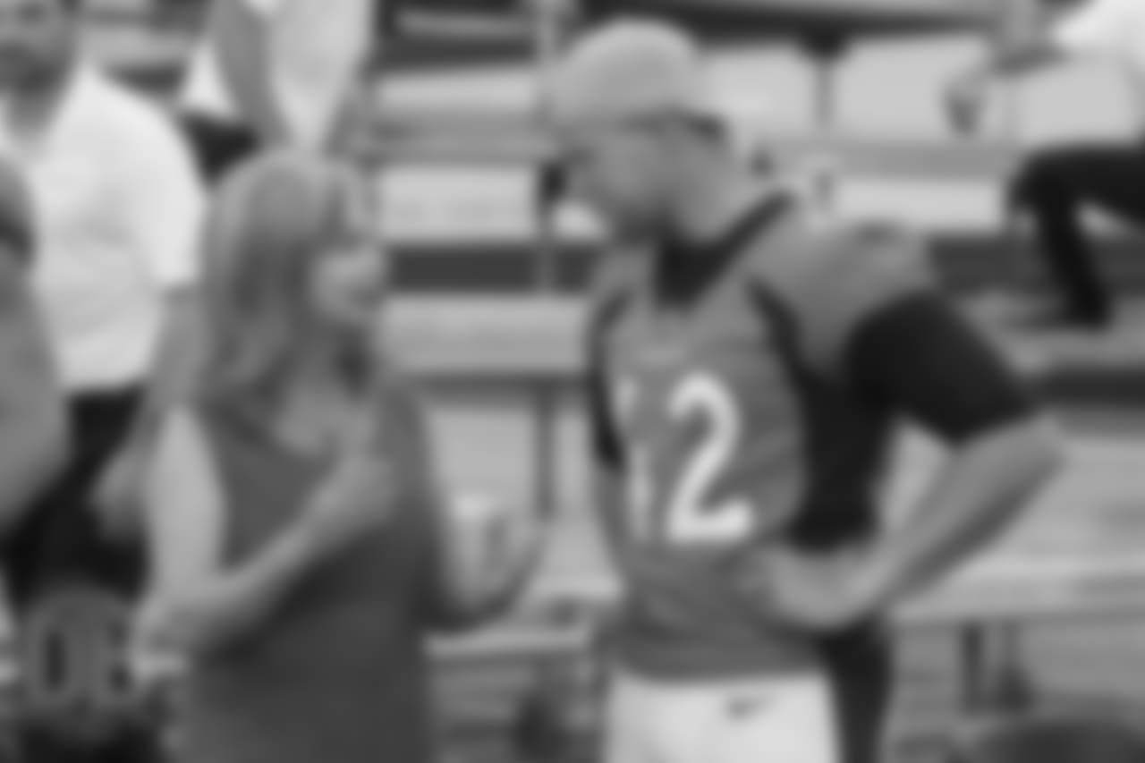 Annabel Bowlen and Casey Kreiter at team photo day at UCHealth Training Center on September 15, 2018.
