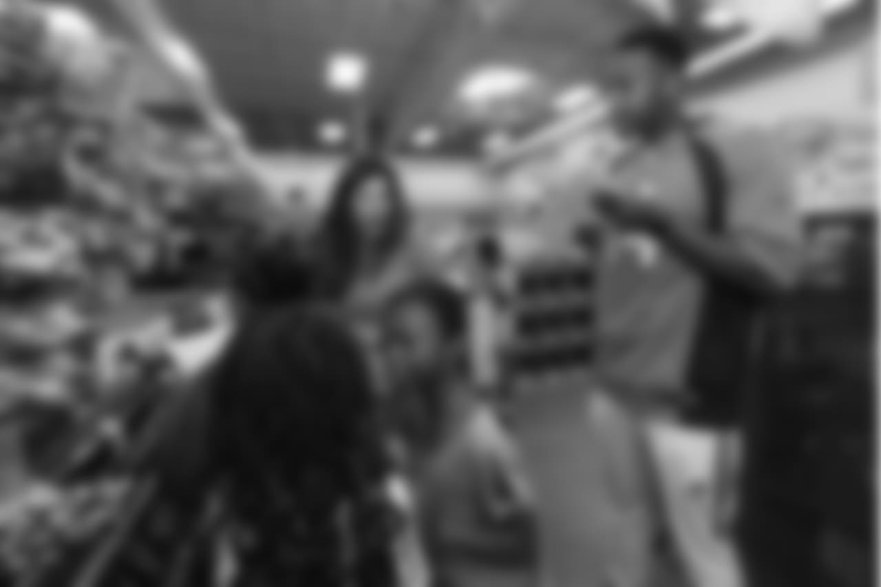 Wide receiver Courtland Sutton (14) at the 2018 Back to School with the Broncos shopping spree on July 23, 2018. Each student received $100 for school supplies.