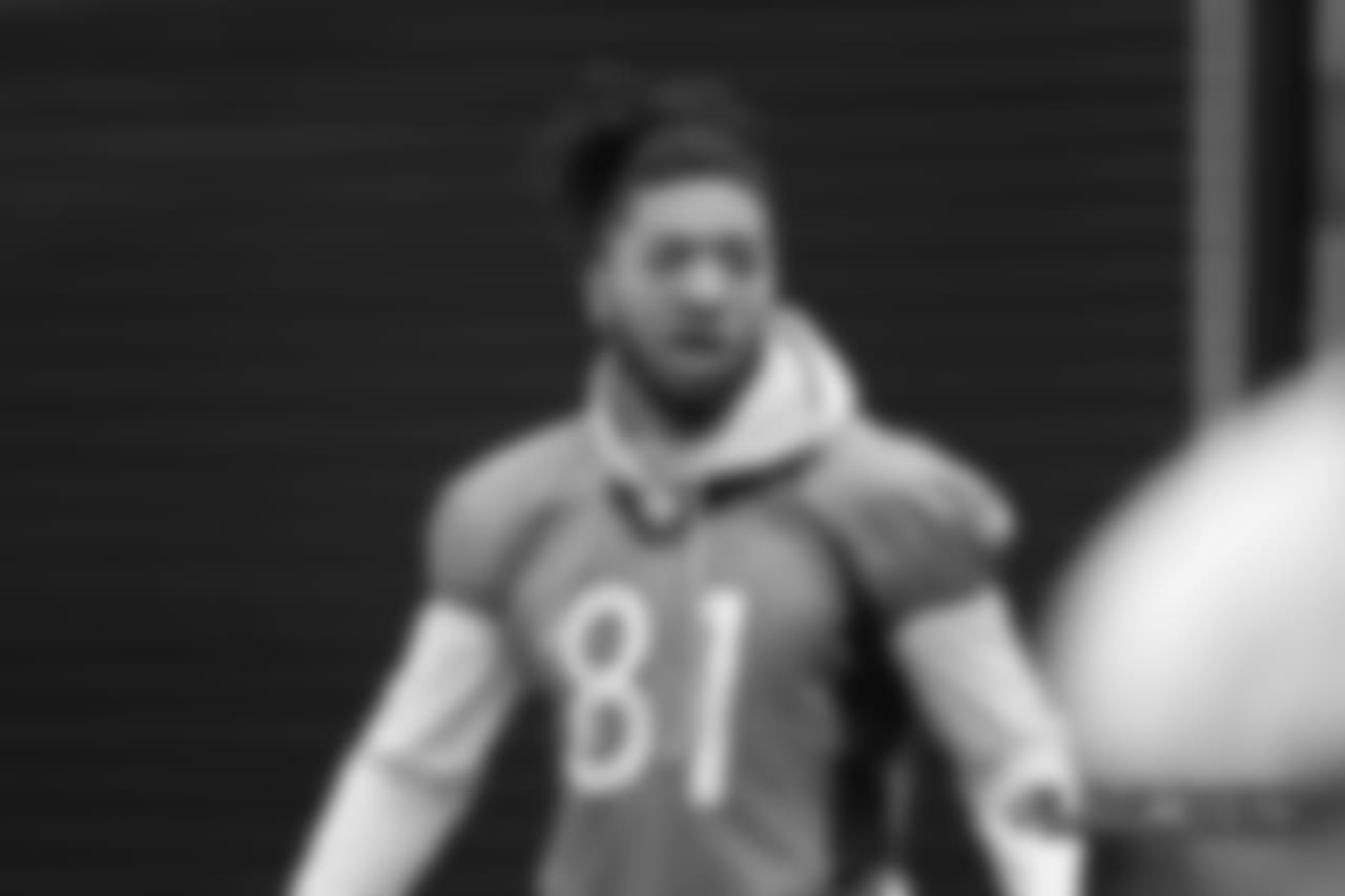 Tim Patrick during practice at UCHealth Training Center in Centennial, CO, December 26, 2018.
Photo by Gabriel Christus
