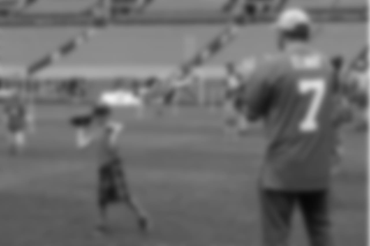 At the 2018 'Pigskin with Pops' event at Sports Authority Field at Mile High on June 17, 2018.