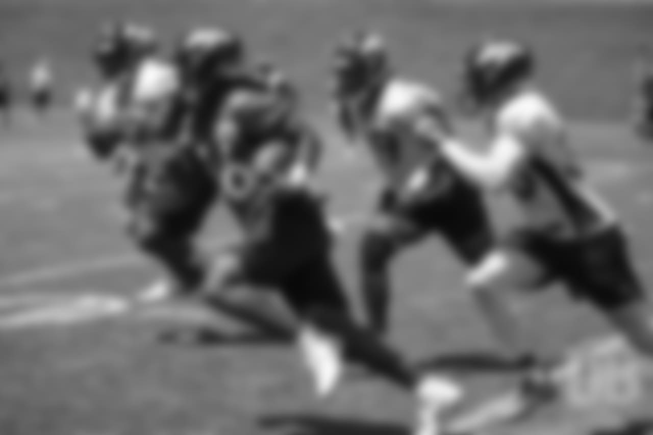 during practice at the eighth day of OTAs on June 5, 2018.
