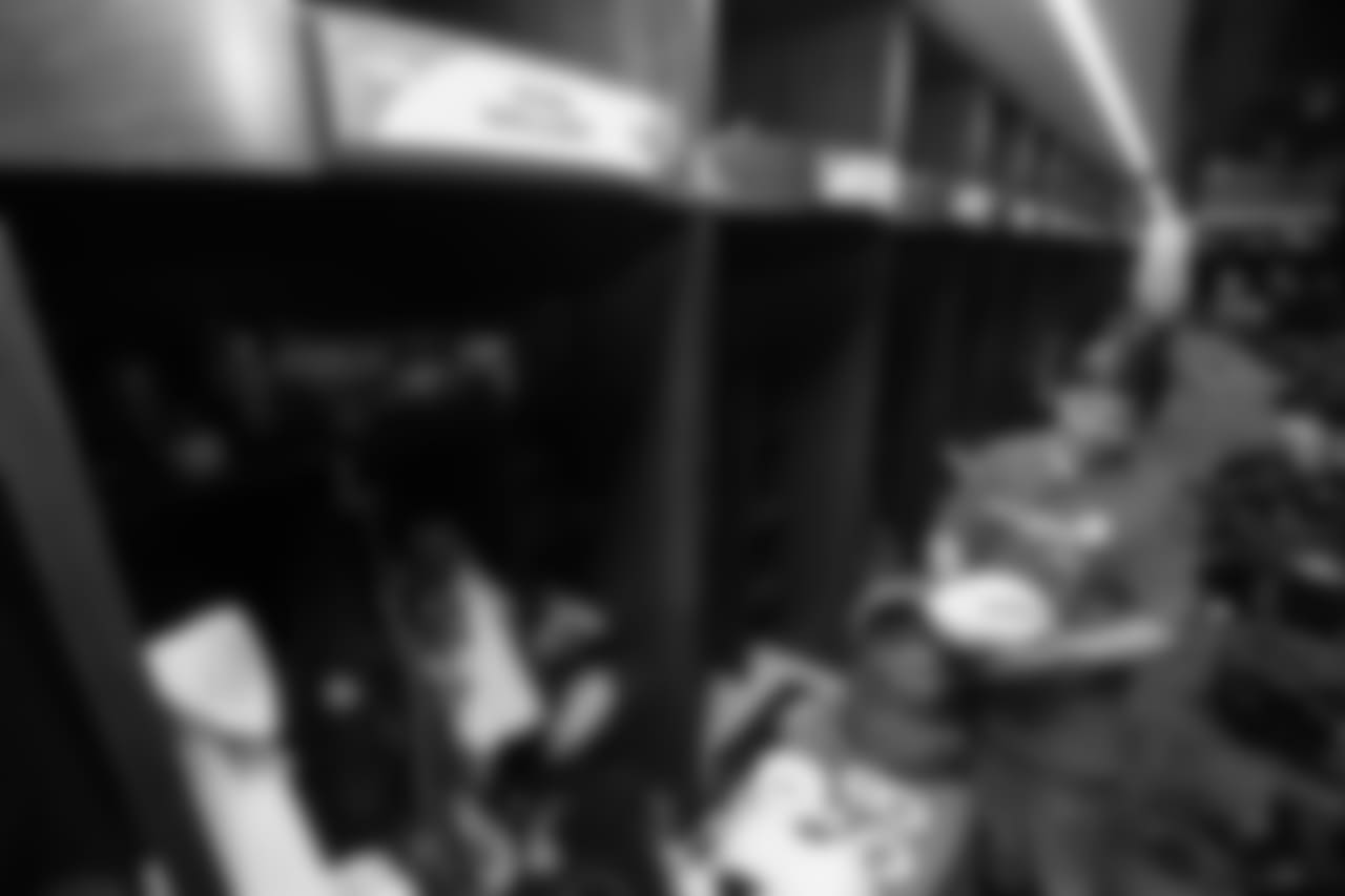 TJ, a 12-year-old fighting cystic fibrosis, wanted to be Von Miller for a day, and the Make-A-Wish Foundation helped make that dream come true on September 29, 2018. Here, he looks at the gifts included in his locker.