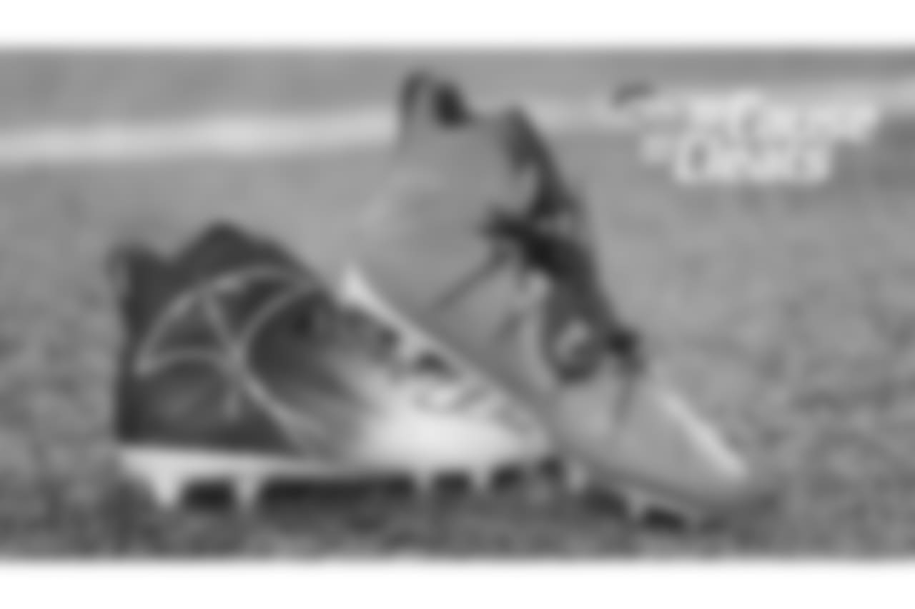 Shane Ray's cleats represent his Rays Awareness Foundation, which works with Denver Rescue Mission and other nonprofits to help underprivileged children receive, shoes, cleats, playground supplies and school supplies, for My Cause My Cleats in 2018.