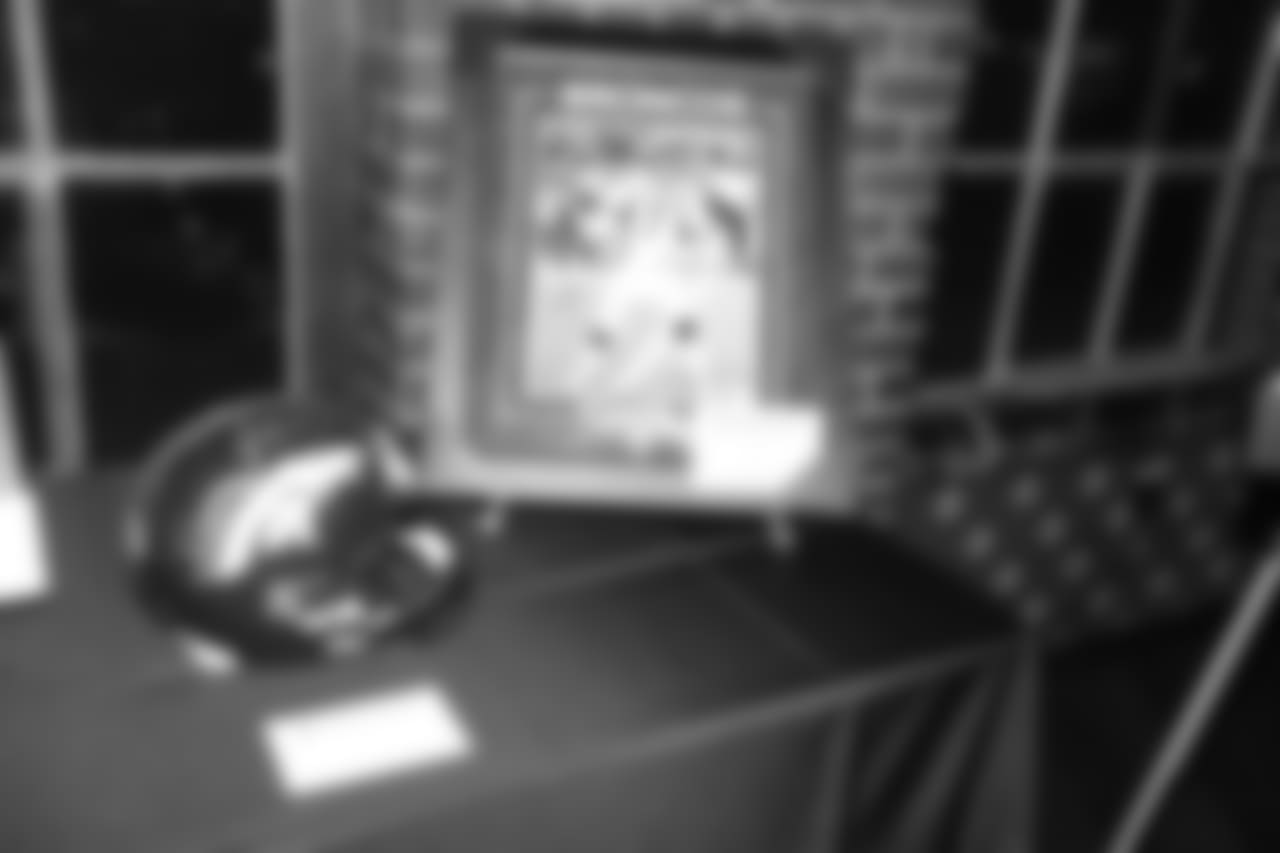 A signed Champ Bailey helmet and John Elway picture during Von's Vision at Mile High Station in Denver on November 5, 2018.