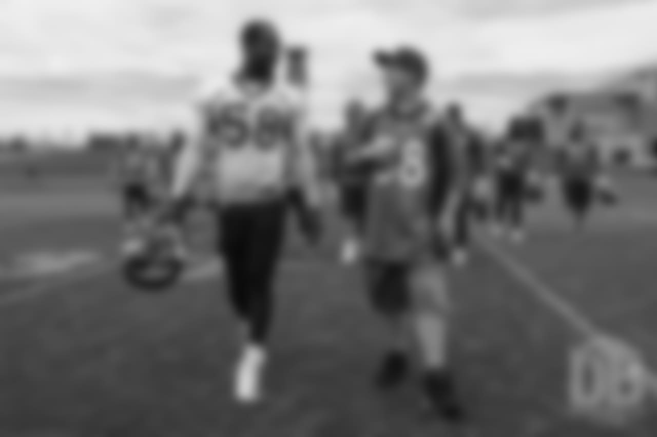 TJ, a 12-year-old fighting cystic fibrosis, wanted to be Von Miller for a day, and the Make-A-Wish Foundation helped make that dream come true on September 29, 2018. Here, TJ meets Miller after practice.