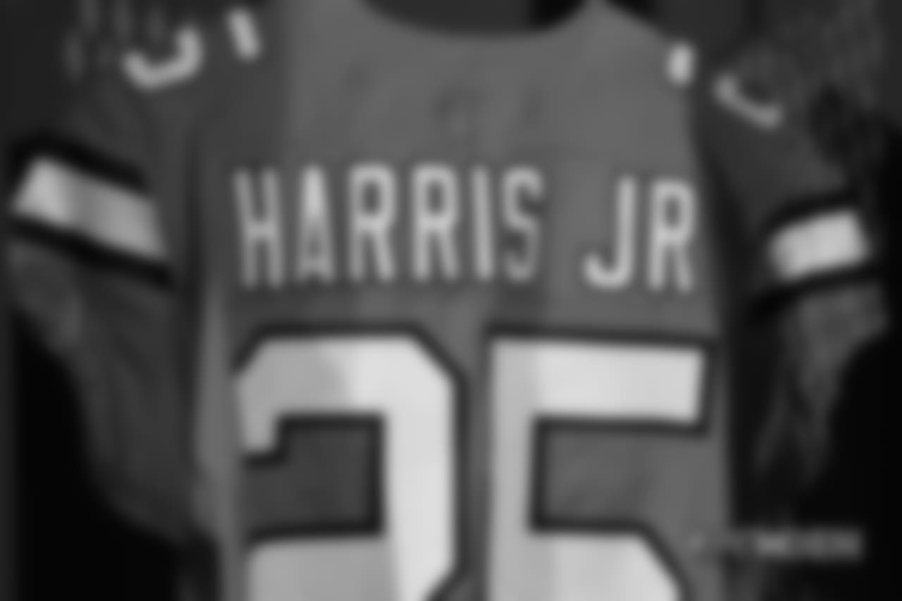 A close-up look at the Broncos' Color Rush jerseys during a photoshoot on November 20, 2018.
