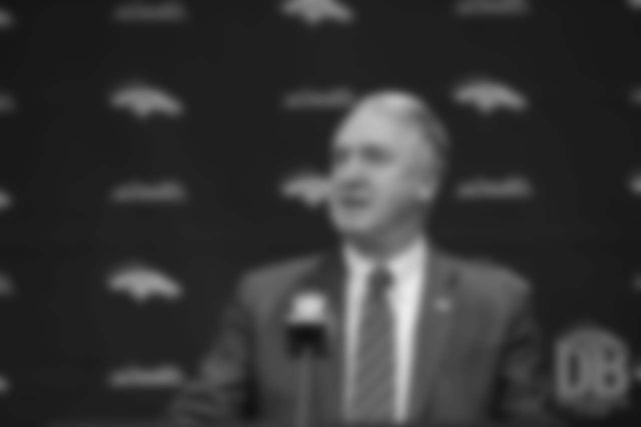 President and CEO Joe Ellis speaks at the press conference introducing Head Coach Vic Fangio on January 10, 2019.
Photo by Gabriel Christus