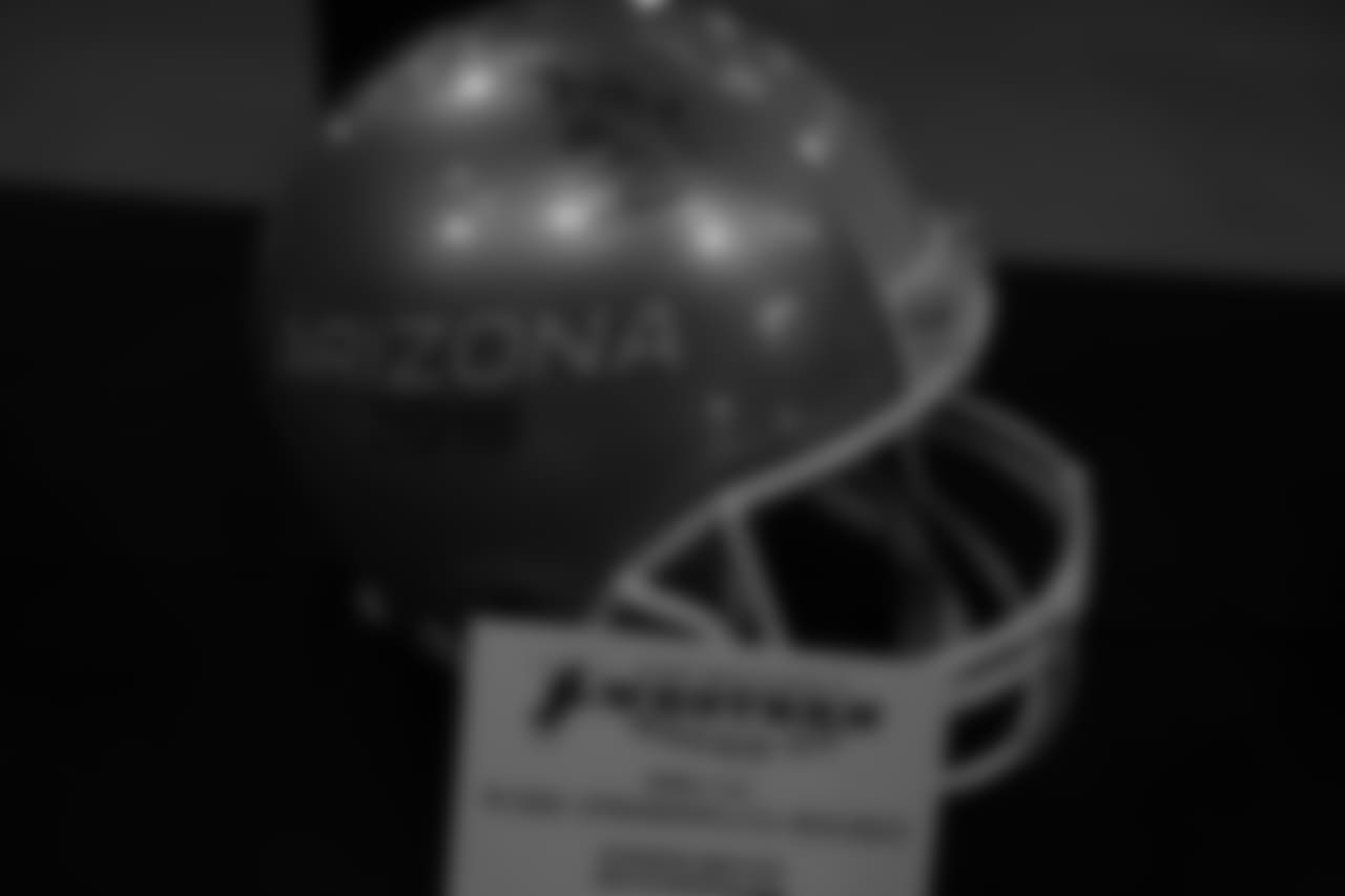 A signed DeMarcus Ware helmet from the 2015 Pro Bowl on display during Von's Vision at Mile High Station in Denver on November 5, 2018.