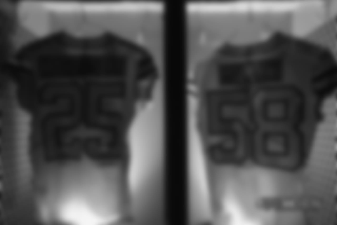 A close-up look at the Broncos' Color Rush jerseys during a photoshoot on November 20, 2018.