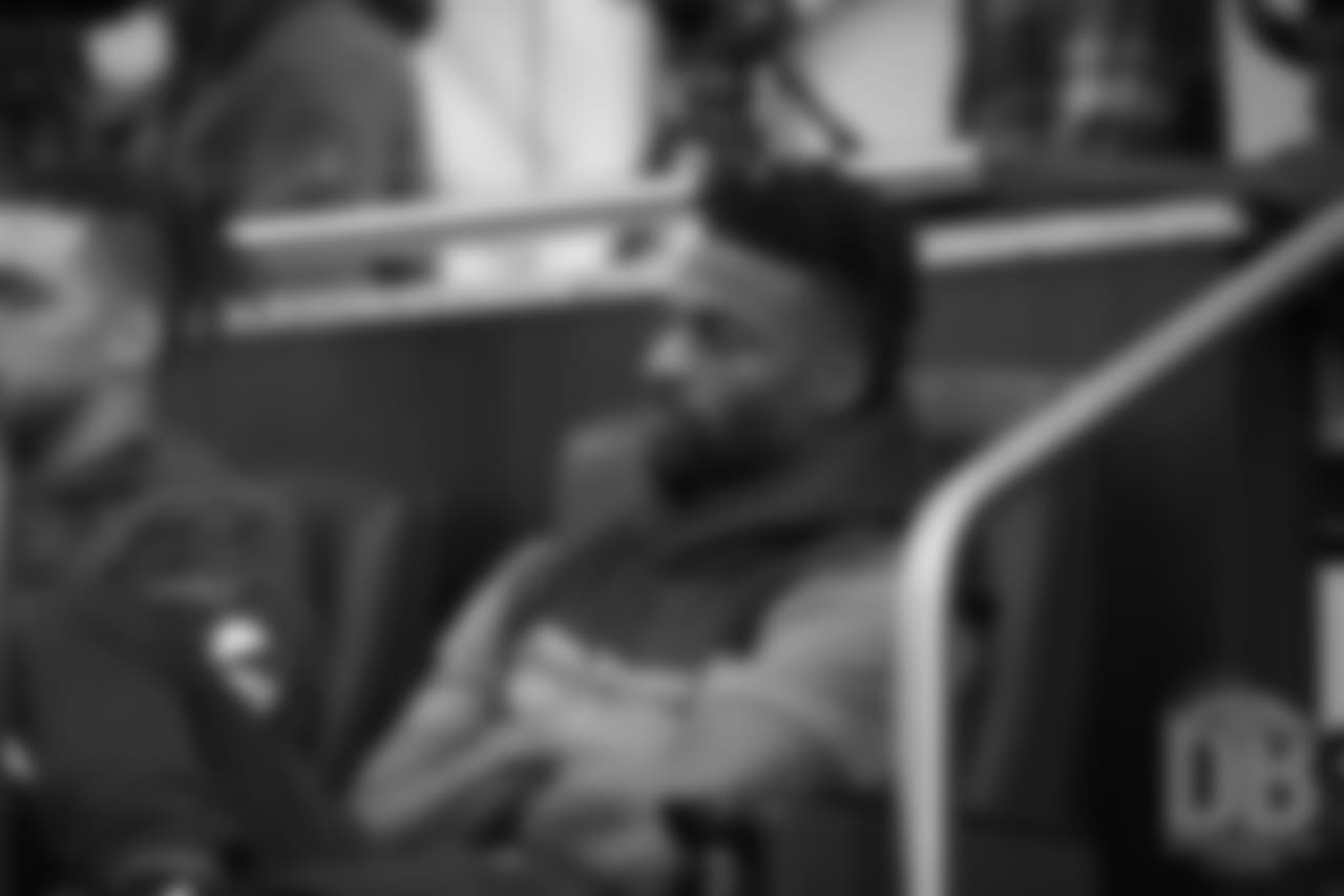 Emmanuel Sanders listens as Head Coach Vic Fangio speaks at his introductory press conference on January 10, 2019.
Photo by Gabriel Christus