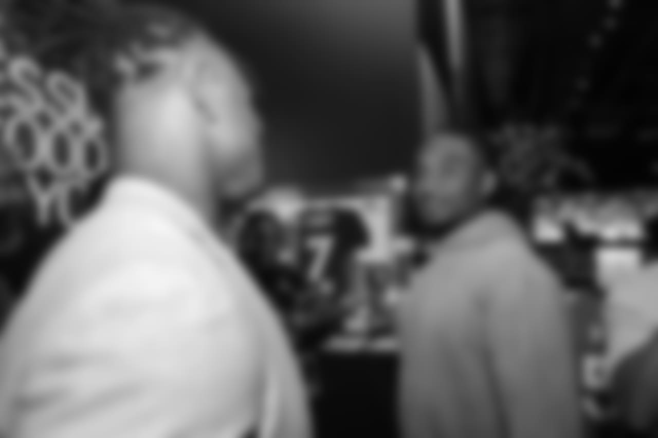 Todd Davis talks with Bradley Roby at Todd Davis' A+ Living Foundation Dinner on November 26, 2018.