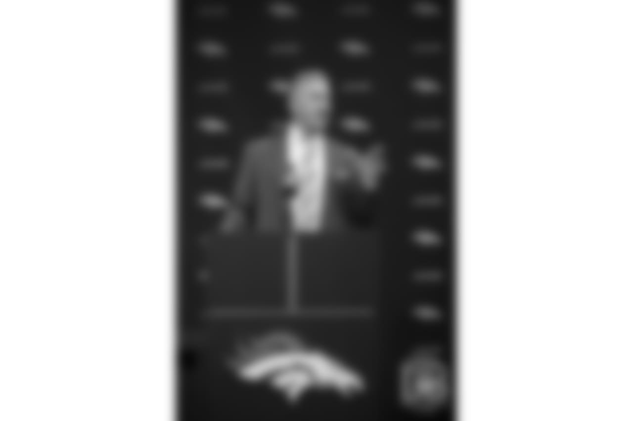 President of Football Operations/General Manager John Elway speaks at the press conference introducing Head Coach Vic Fangio on January 10, 2019.
Photo by Gabriel Christus