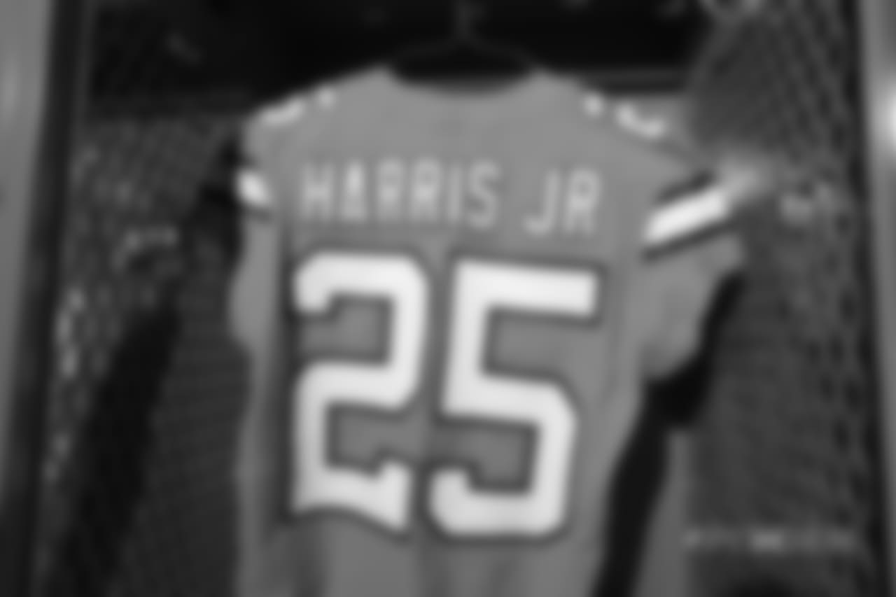 A close-up look at the Broncos' Color Rush jerseys during a photoshoot on November 20, 2018.