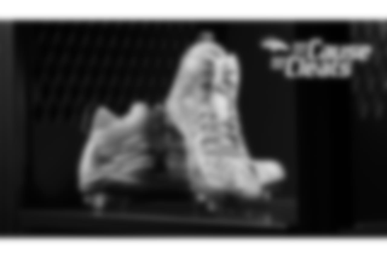 Andy Janovich's cleats represent Hunting with Soldiers, a foundation that aims to help combat veterans heal from PTSD through hunting, fishing and other outdoor retreats, for My Cause My Cleats in 2018.