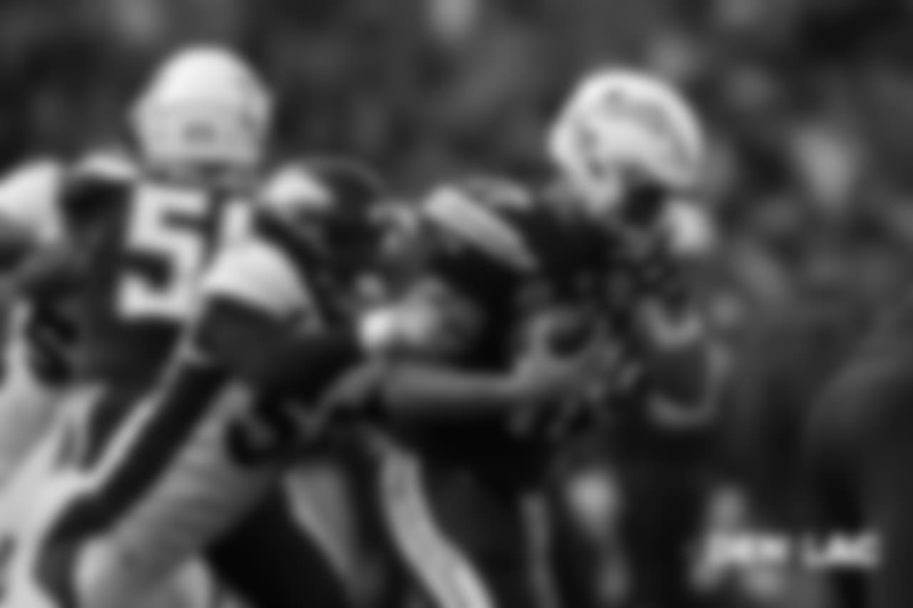 In Week 11 against the Chargers, Von Miller recorded one tackle, one sack and one interception for 42 yards.
