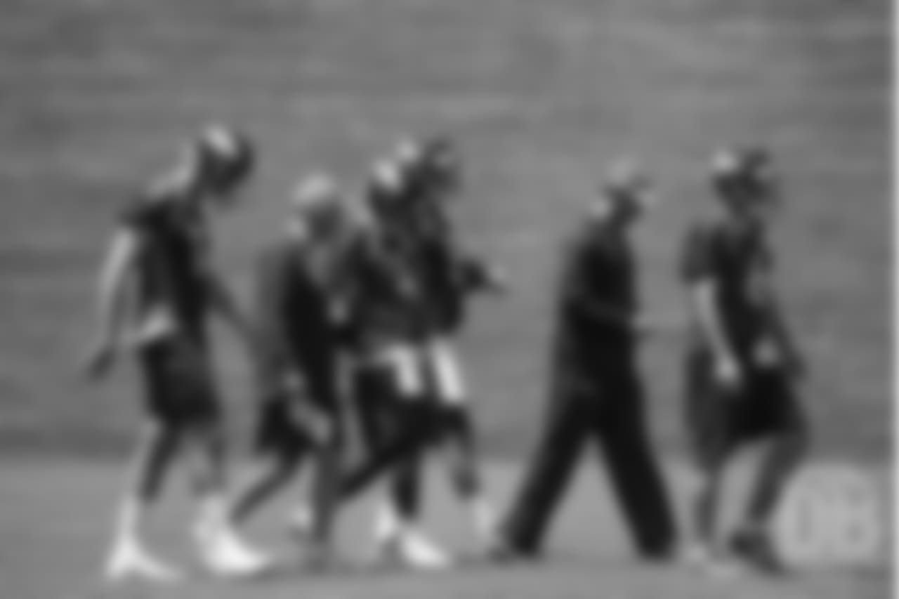 during practice at the eighth day of OTAs on June 5, 2018.