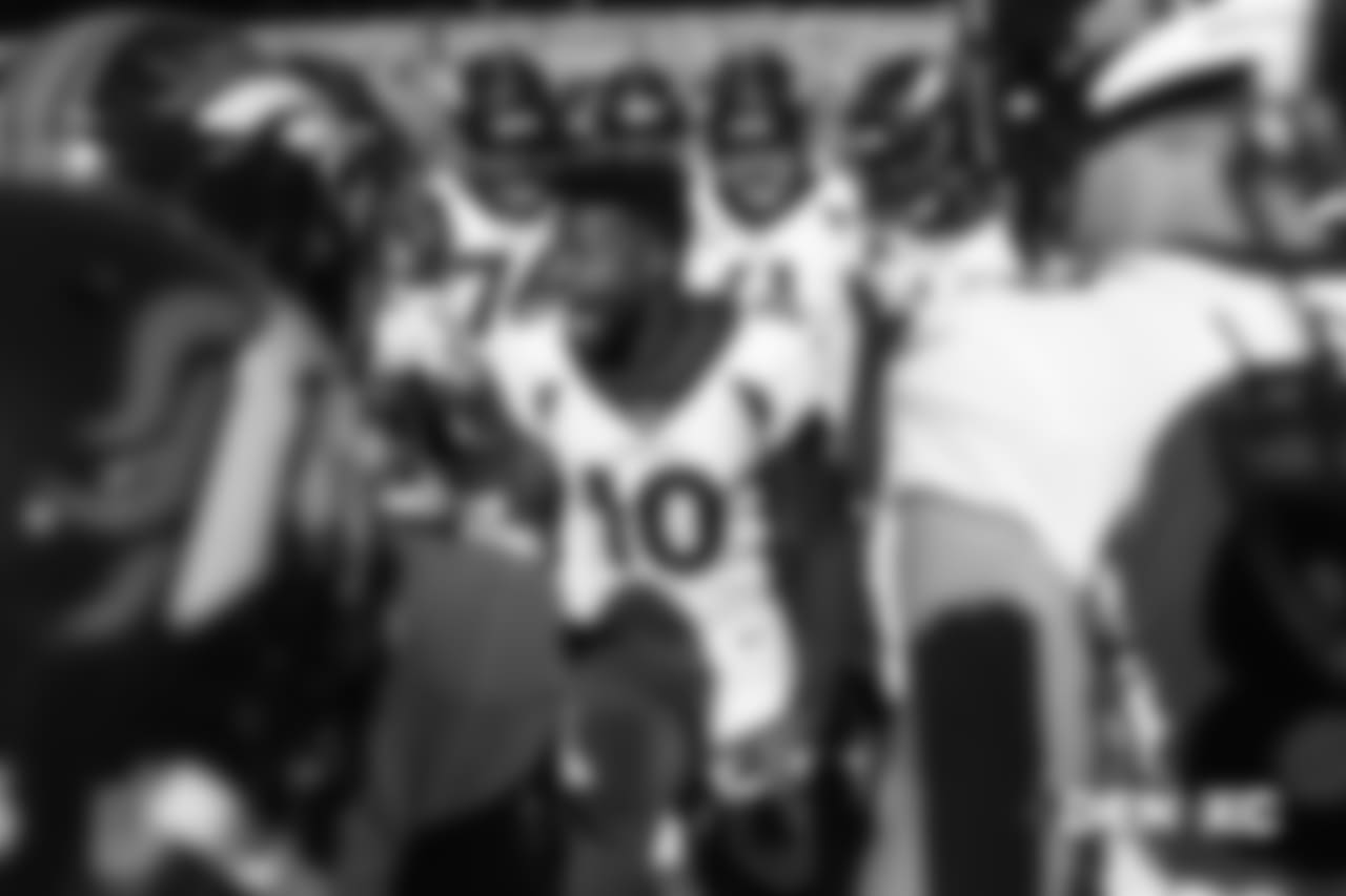 Emmanuel Sanders gets vocal in the team huddle pregame before the Broncos' Week 8 game at Arrowhead Stadium. The Broncos would need that kind of energy facing one of the best teams in the NFL.