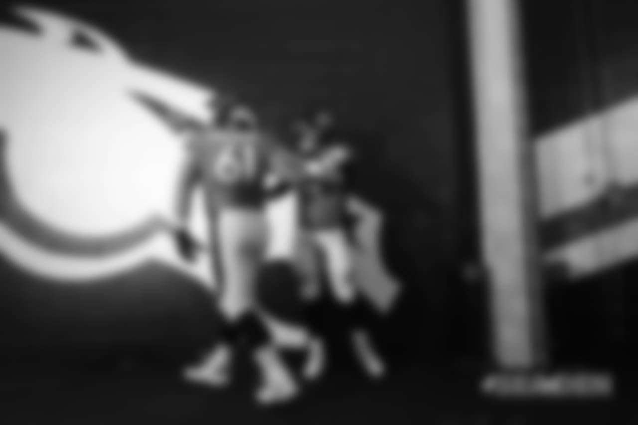 Case Keenum and Matt Paradis in the tunnel during player introductions before the Broncos' Week 1 game against the Seattle Seahawks at Broncos Stadium at Mile High on September 9, 2018.